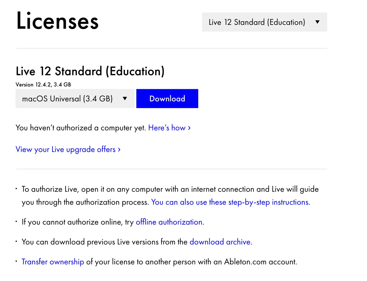 Ableton Live 12 Standard (EDU)
